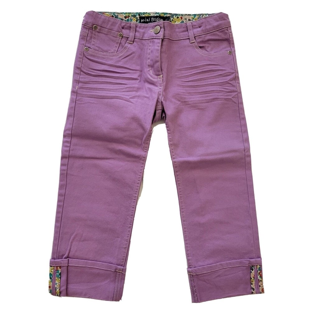 Mini Boden Lavender Stretch Capri Jeans with Floral Cuff